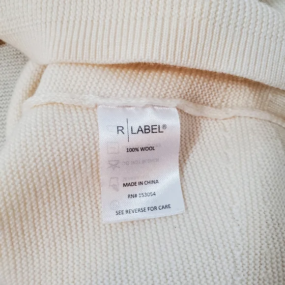 The Reset R Label Essential Pullover Sweater 100% Wool - Ivory Size S/M - Picture 6 of 16